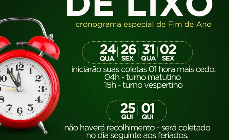 Coleta de Lixo em Encantado: Horários Alterados no Natal e Ano Novo