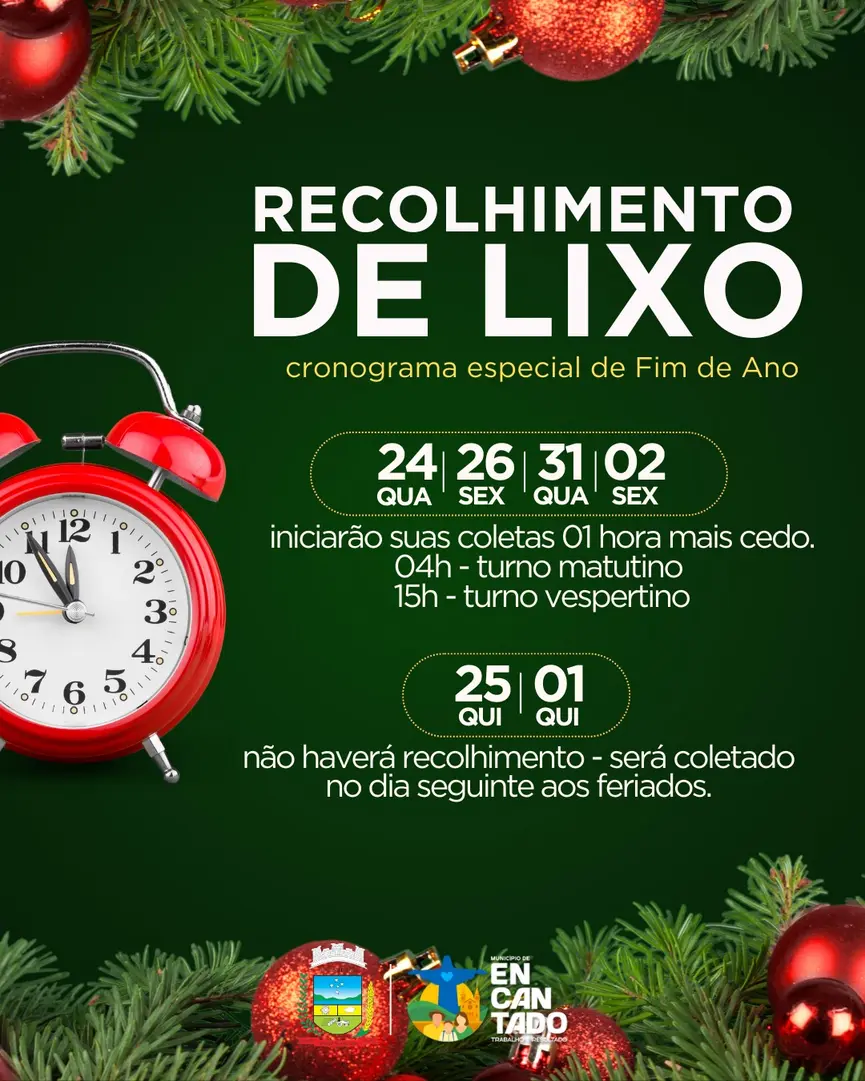Coleta de Lixo em Encantado: Horários Alterados no Natal e Ano Novo