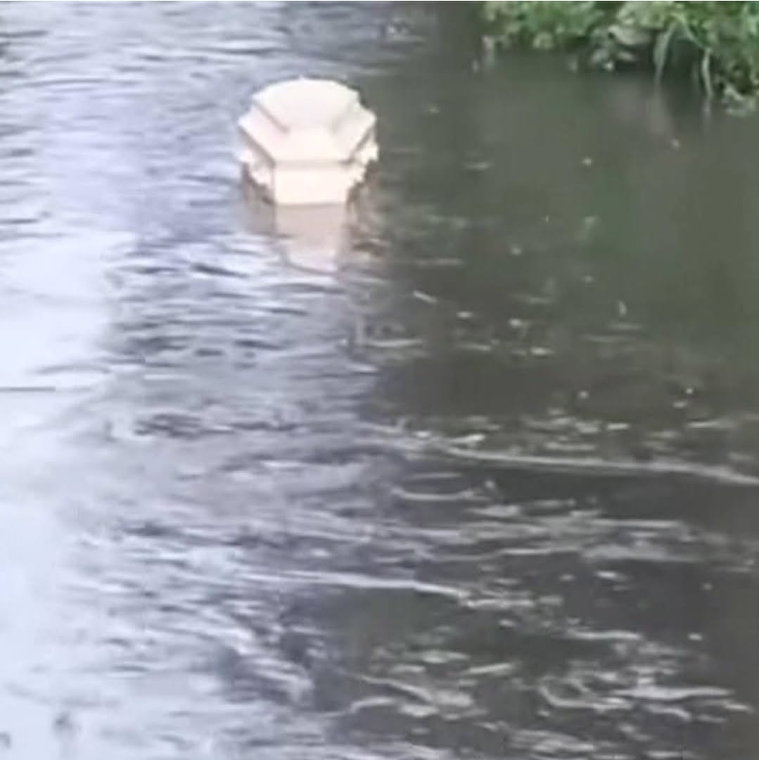 Caixão foi flagrado boiando em arroio, em Gravataí