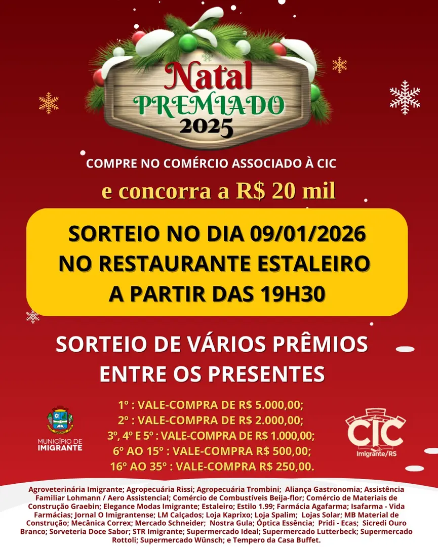 CIC Imigrante: Sorteio Natal Premiado muda de local por causa da chuva
