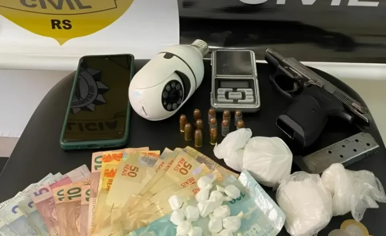 Polícia Civil prende homem por tráfico de drogas e posse de arma em Arroio do Meio