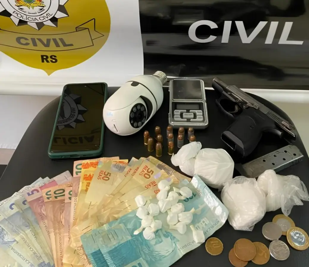 Polícia Civil prende homem por tráfico de drogas e posse de arma em Arroio do Meio