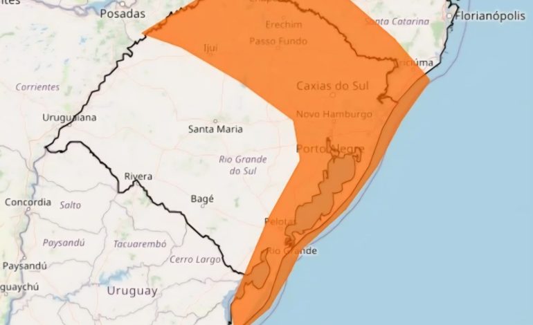 Inmet emite alerta laranja para tempestades no Rio Grande do Sul