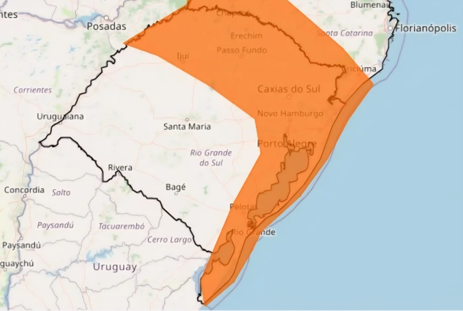 Inmet emite alerta laranja para tempestades no Rio Grande do Sul