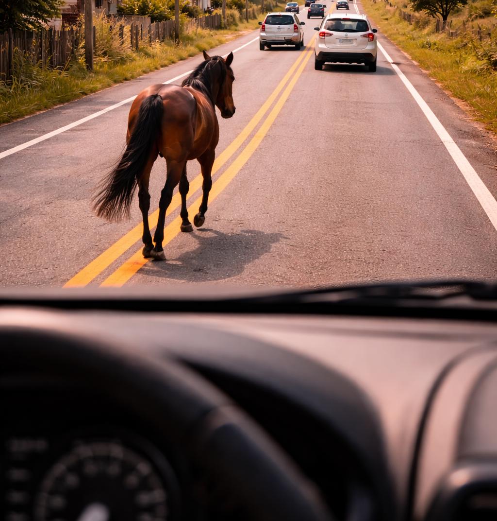 Cavalo atravessa pista, é atropelado e morre na RSC-453 em Venâncio Aires