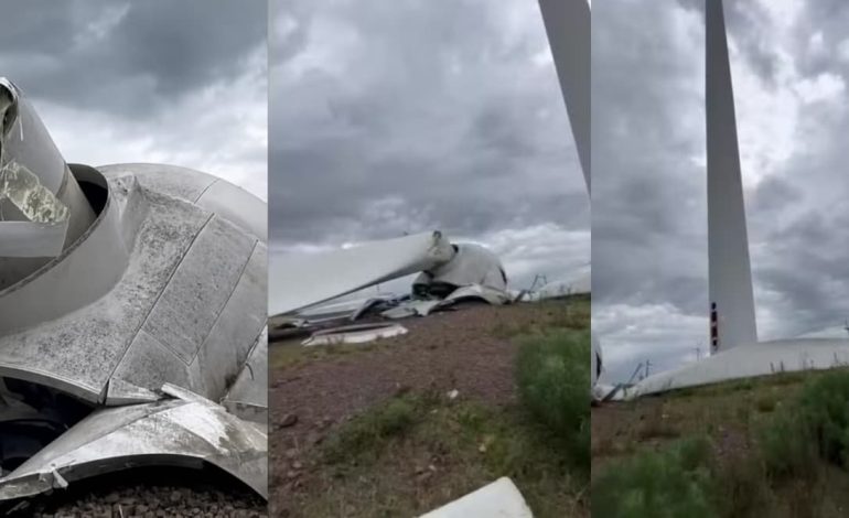 Vento derruba turbina de parque eólico na fronteira entre Brasil e Uruguai